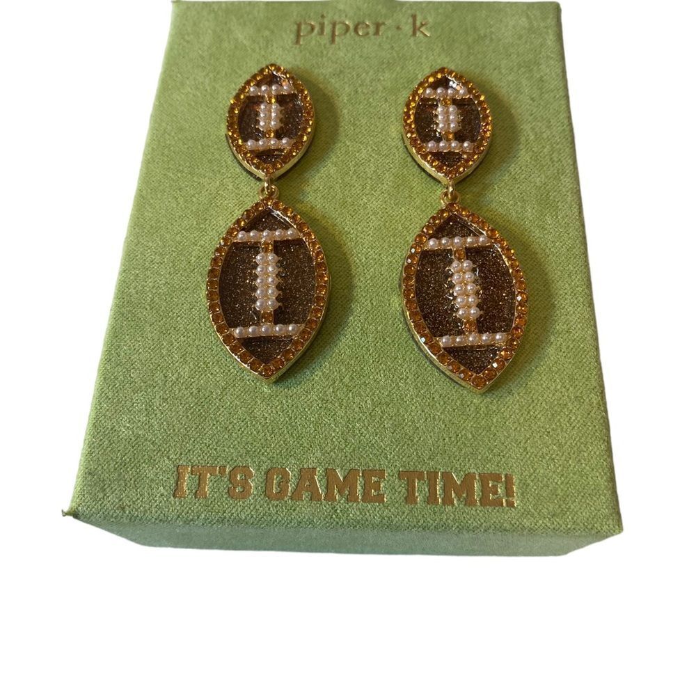 Super Fun Sparkly Double Drop Football Earrings!! It’s Game Time!